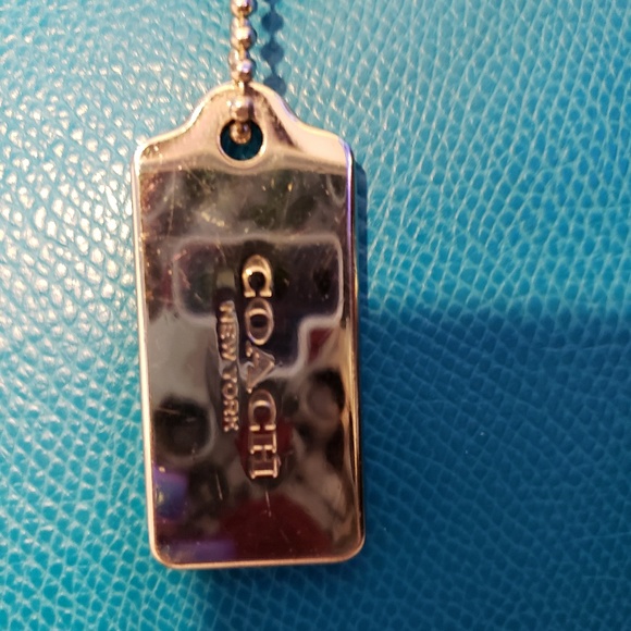 Teal colored Coach Tote with matching wristlet - Picture 3 of 8